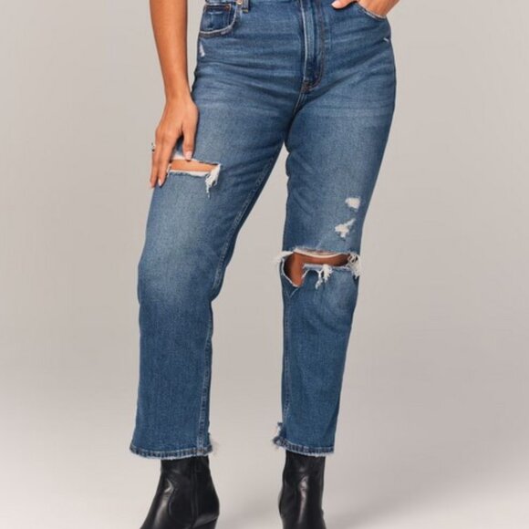 NWT Abercrombie & Fitch Curve Love Ankle Straight Ultra Rise Jeans, 37W,… - Picture 3 of 6